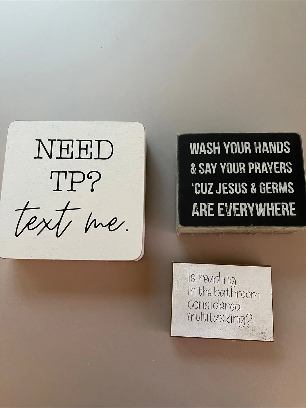 Hobby Lobby Black & White Bathroom Sign Trio